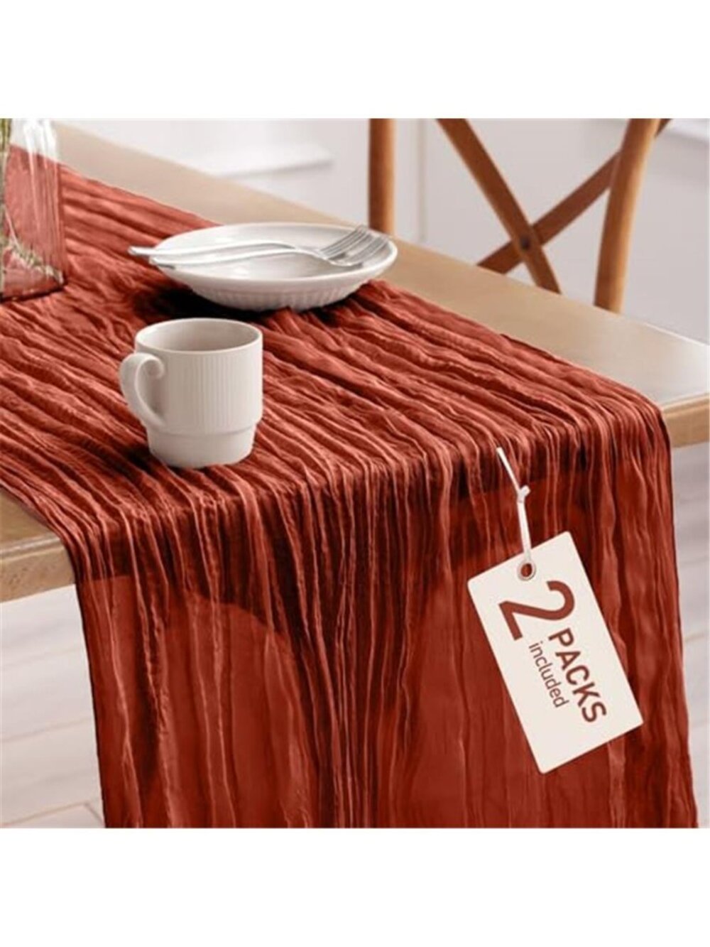 2 Pack Cheesecloth Table Runner 120 Inch Rust